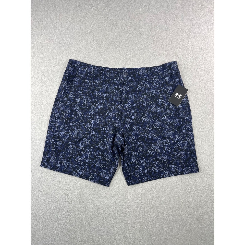 Under Armour Drive Printed Golf Short Mens 42 Blue US Storm 10" Inseam Stretch